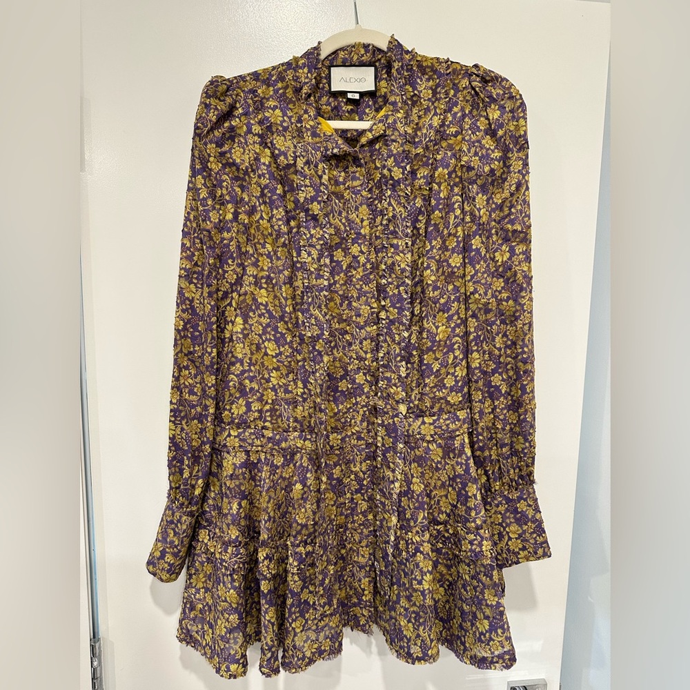 ALEXIS Women's Purple and Yellow Floral DRESS